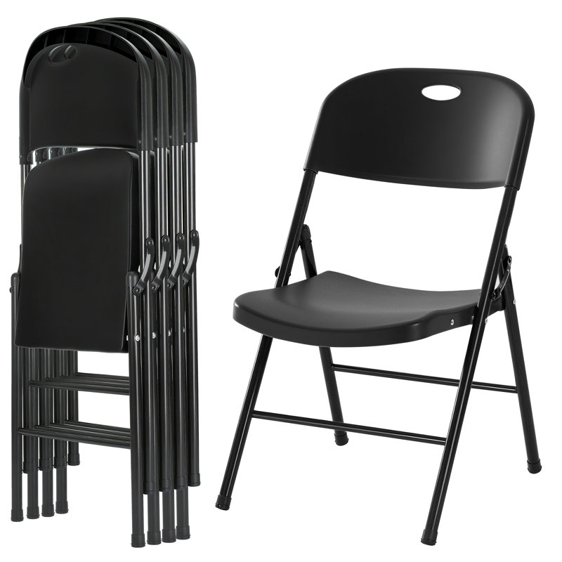 Heavy Duty Plastic Folding Chair, Black