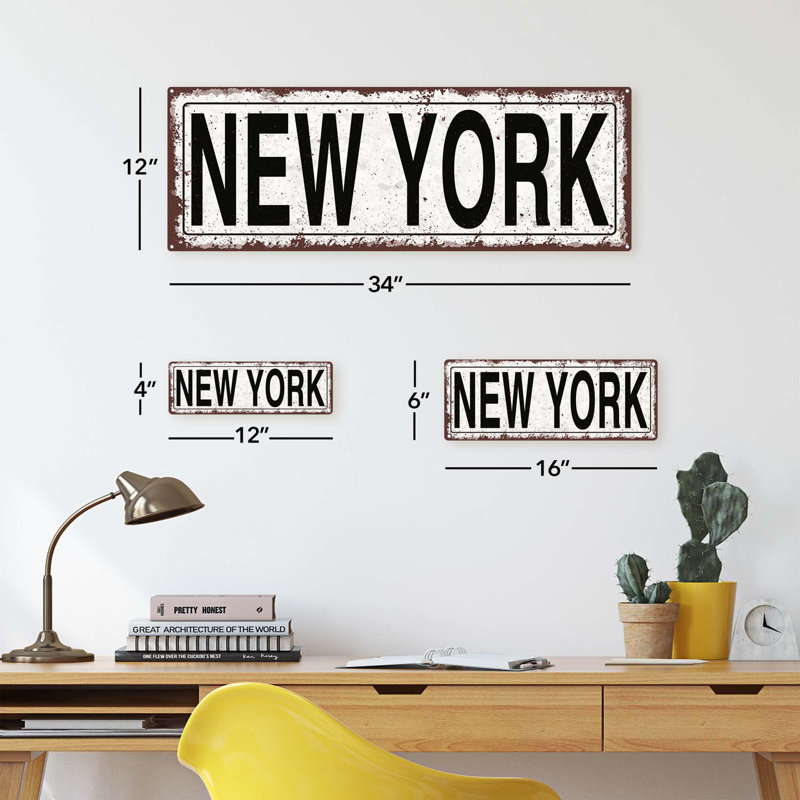 New York - impression sur métal, Métal, H 11,5 po x l 31 po x P 0,04 po