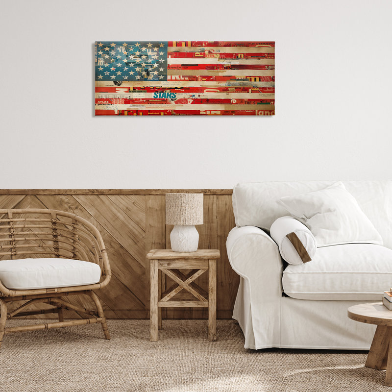 Art mural patriotique sur un drapeau collé par Kelsey Hochstatter, H 17 po x l 40 po