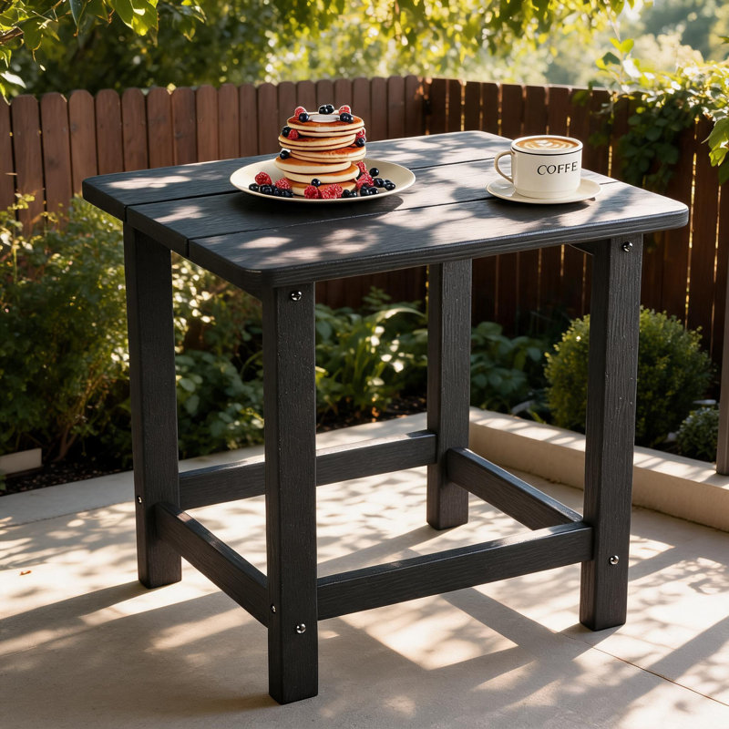 Table d'appoint carrée pour l'extérieur, table de bout pour patio en PEHD, résistant aux intempéries, porche de plage, noir