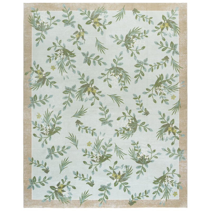Tapis à motif floral lavable à la machine à hauteur de performance de 190 cm MSRW, Rectangulaire 8 pi x 10 pi