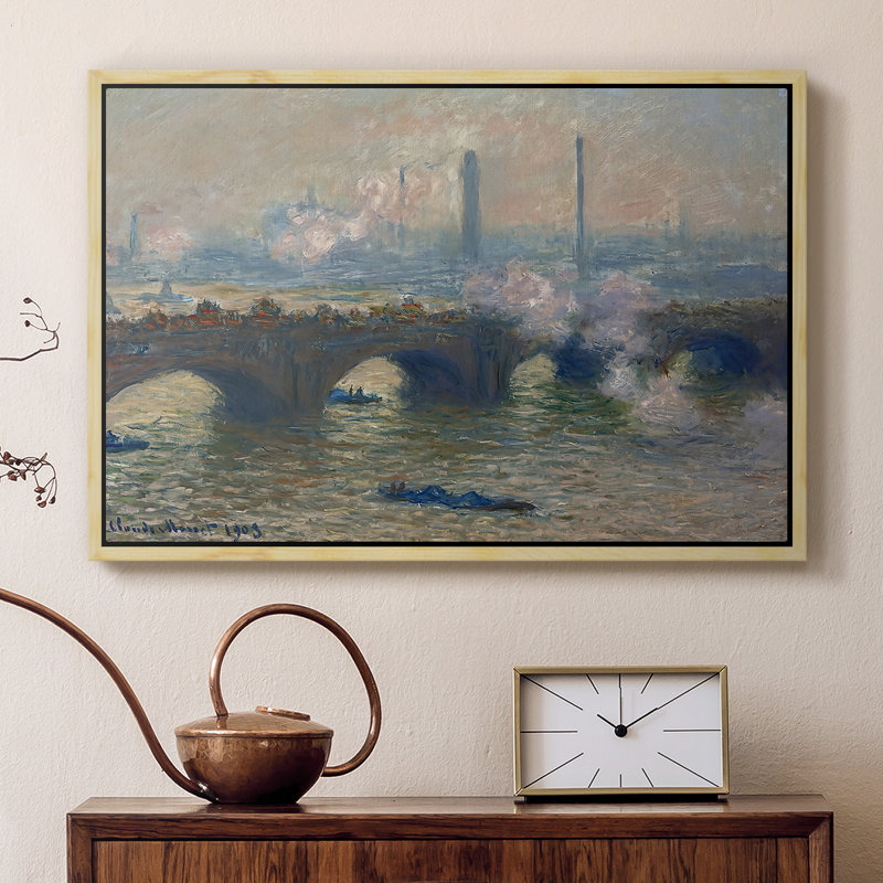 Waterloo Waterloo, Gray Day, 1903 - Claude Monet, toile tendue avec châssis, 16 x 24, Naturel