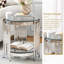 Ensemble de salon moderne en verre de 3, table basse et 2 tables de bout, plateaux ronds en verre trempé à deux niveaux et cadres irréguliers en acier inoxydable-2087717544-2087717546-2087717549