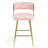 (Set Of 2) 26'' Counter Height Bar Stools Corduroy Kitchen Island Counter Bar Stool With Back,Golden Chromed Base And Footrest (Pink)-2138448890-2138448893