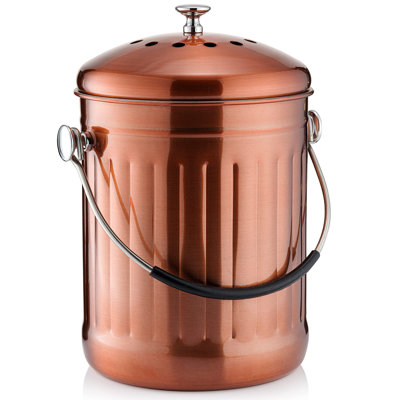 Premium Countertop Compost Bin - Stainless Steel Food Waste Bin With Innovative Dual Filter Technology - Spare Filter Included