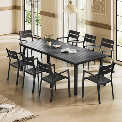 Rajni Rectangular Aluminum Outdoor Dining Table with Umbrella Hole by Latitude Run