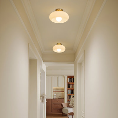 Mid-century Modern Beige Semi Flush Mount Ceiling Light