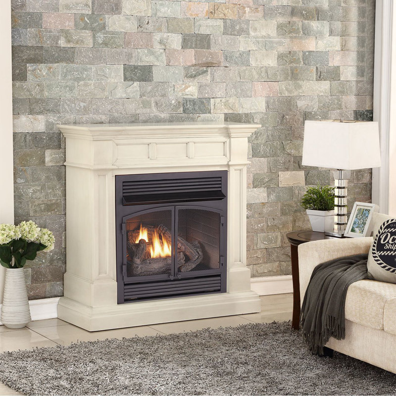 Duluth Forge Dual Fuel Vent less Gas Fireplace - 32,000 BTU, 45" H x 45" W x 15" D, Antique White, Yes