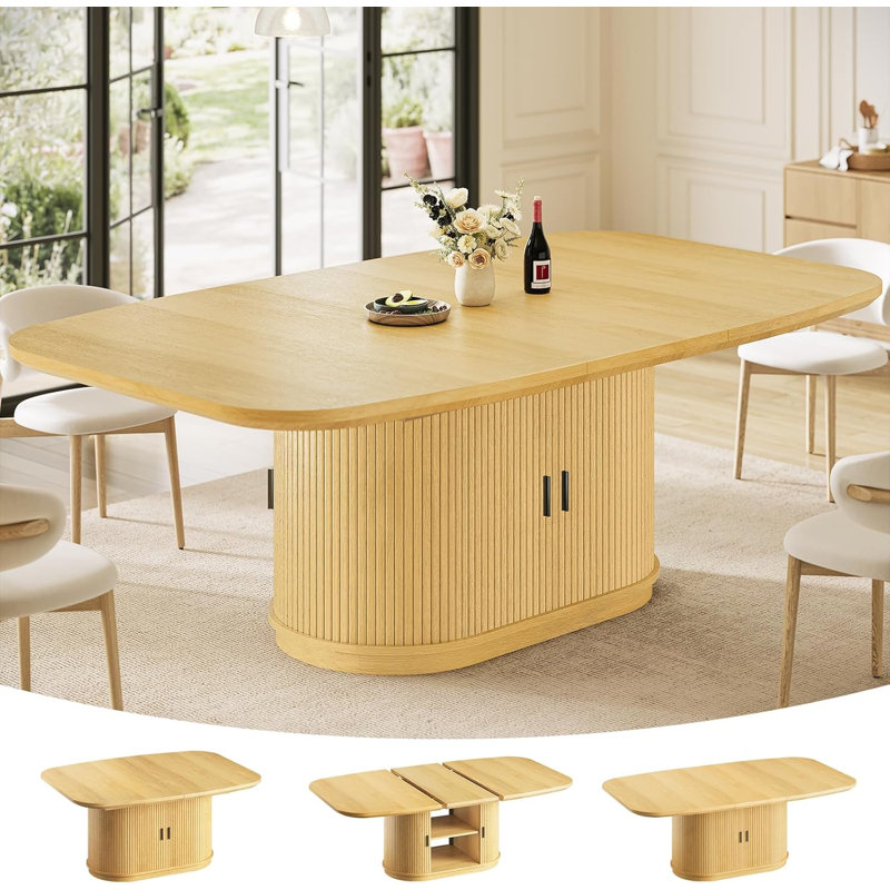 47.2"-63" Extendable Dining Table With Storage Cabinet