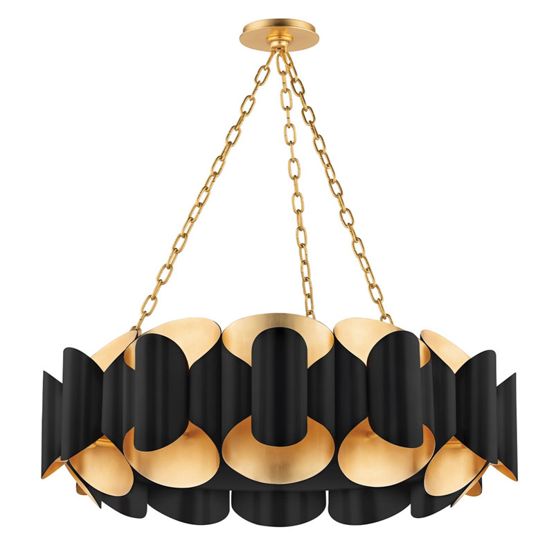 Banks 12 - Light Chandelier, Gold Leaf/Black