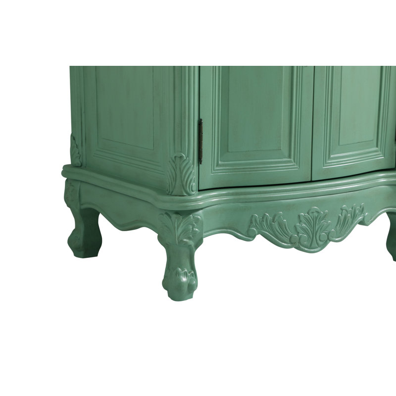 Ensemble de meuble-lavabo simple 27 po Lunette, Menthe pâle rétro, Blanc Ivoire