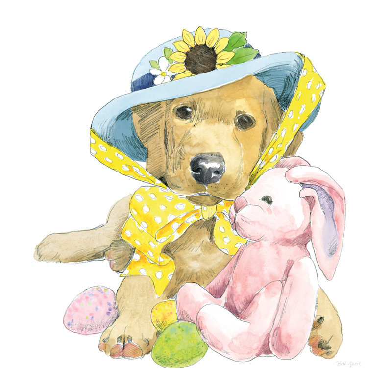 Easter Pups Vi 1 Piece Wrapped Canvas Painting, 122cm H x 122cm W x 3.8cm D
