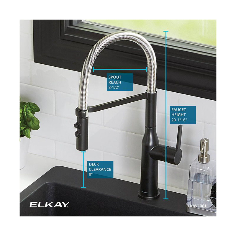 Avado Pull Down Single Handle Kitchen Faucet, Matte Black and Chrome