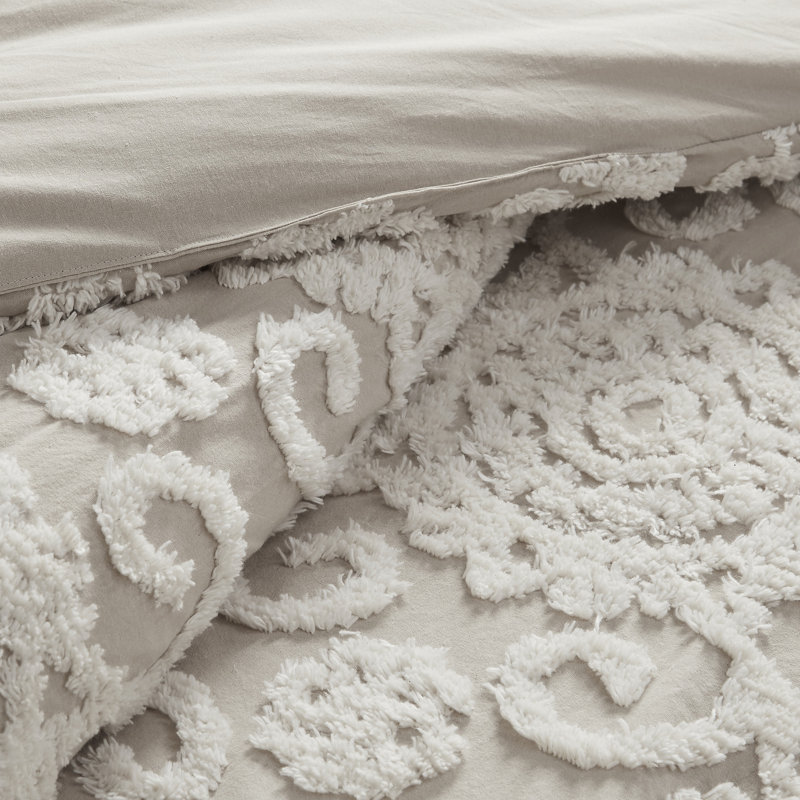 Suzanna Taupe Cotton Embroidered Full/Queen Duvet Set