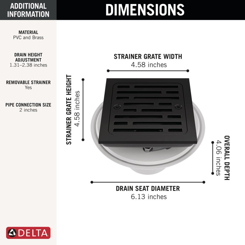 Tile-In Shower Drain, Matte Black