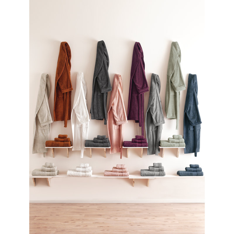 Peignoir mi-mollet en coton avec poches Labarbera, Bleu marine, G / TG