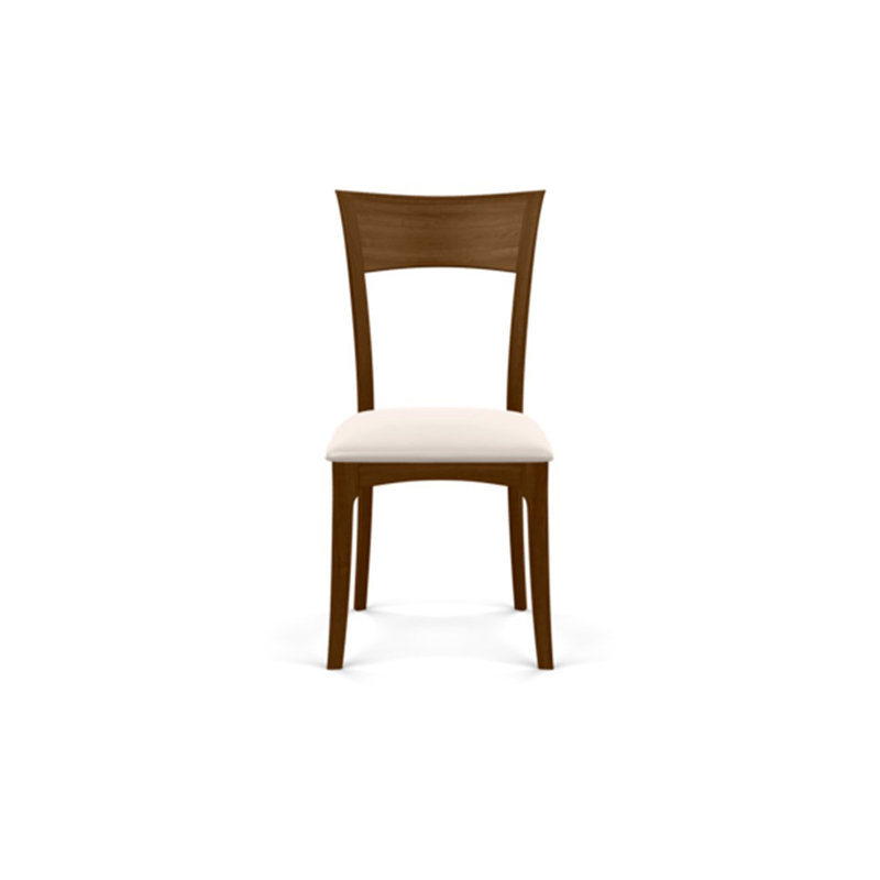Ingrid Upholstered Side Chair, Natural Walnut, White Leather