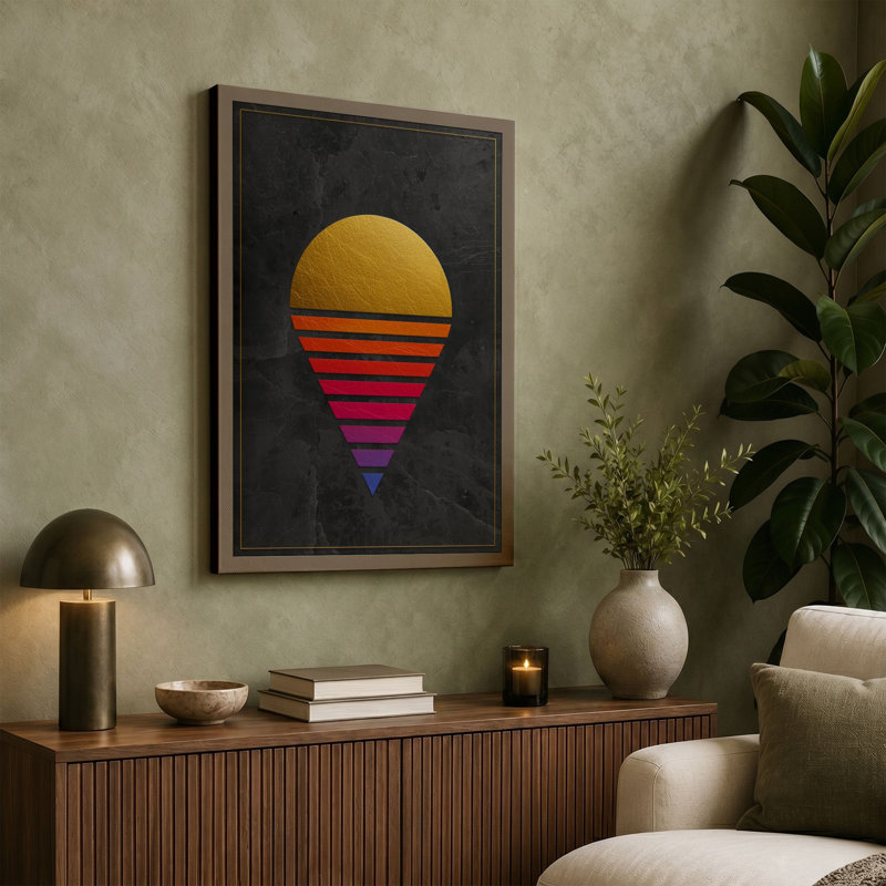 Striped Ice Cream Dreams Modern - Wrapped Canvas, 30x20 - 76.2 x 50.8 cm, Ochre Border