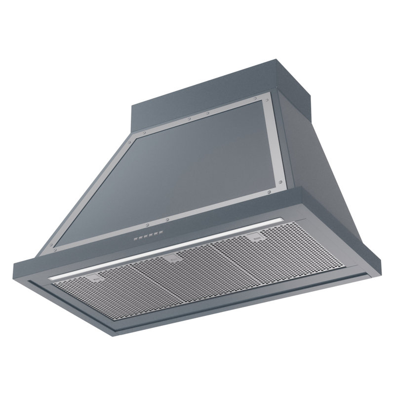ILVE Nostalgie Noblesse 36 inch Range Hood, Blue Gray/Chrome