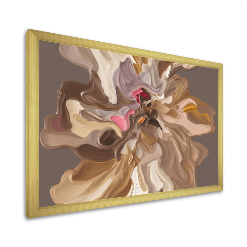 «Pink Mystery Awakening I», art mural abstrait sur toile, H 12 po x l 20 po x P 1 po, Cadre doré à une seule photo