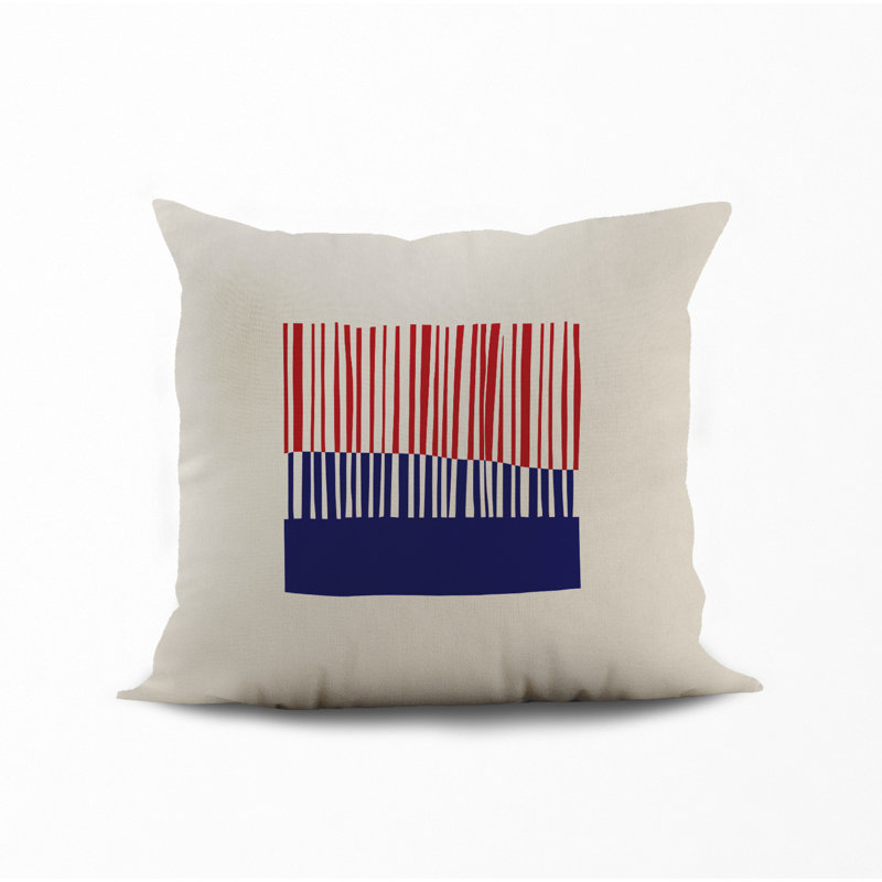 Jeté carré en polyester intérieur / extérieur, L 17 po x H 17 po, Rouge / bleu marine