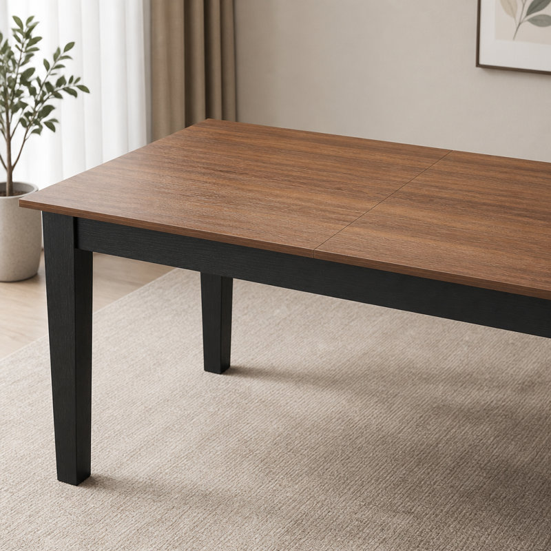 Grande table de cuisine extensible 106,3 pouces, Walnut/black