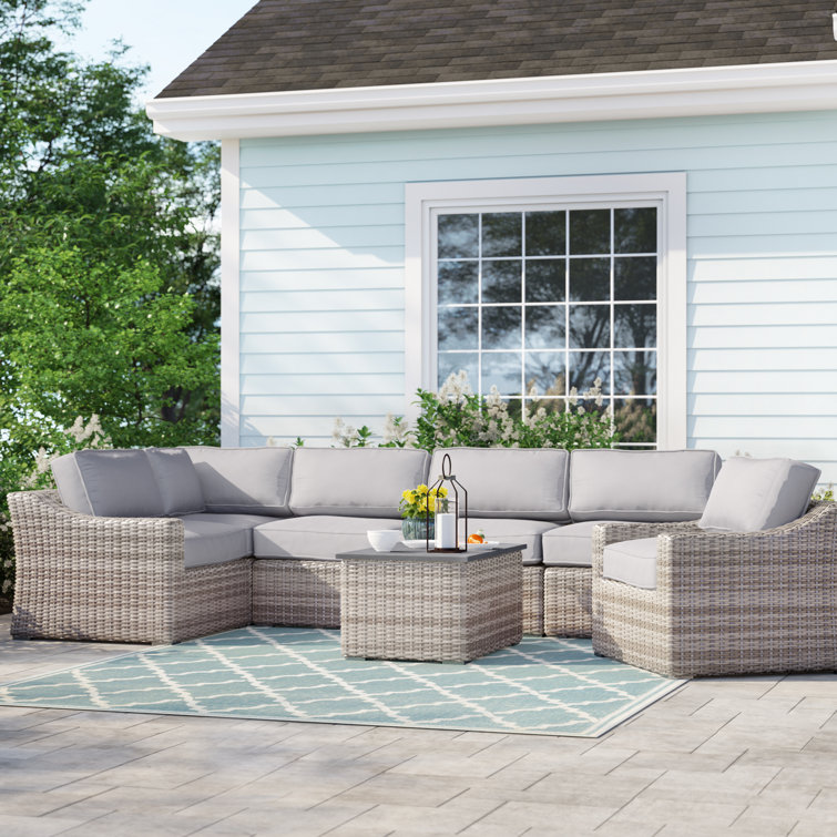 Dayse Fully Assembled 5 - Person Seating Group with Cushions |All-weather wicker sectional