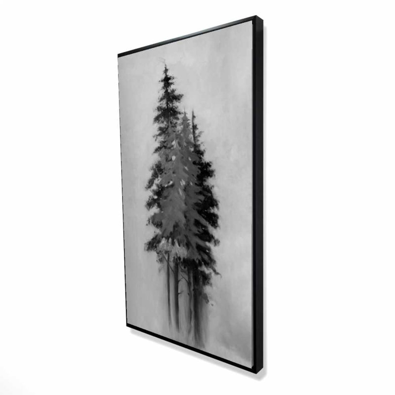 Silhouette d'arbres noirs et gris - Toile encadrée gris bureau