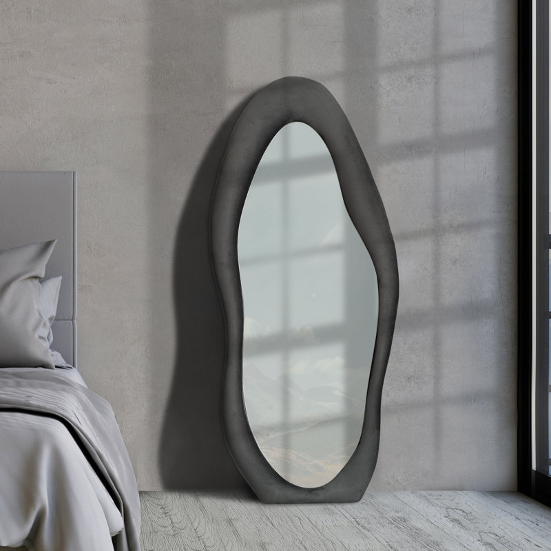 Jascha Flannel Wrapped Asymmetrical Mirror, Gray
