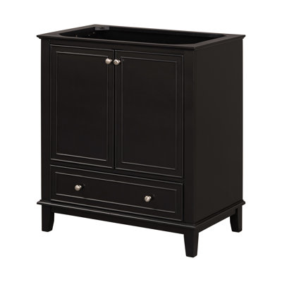 Meuble-lavabo 30 po sans lavabo, base seulement, armoire de salle de bain multifonctionnelle avec portes et tiroir, noir