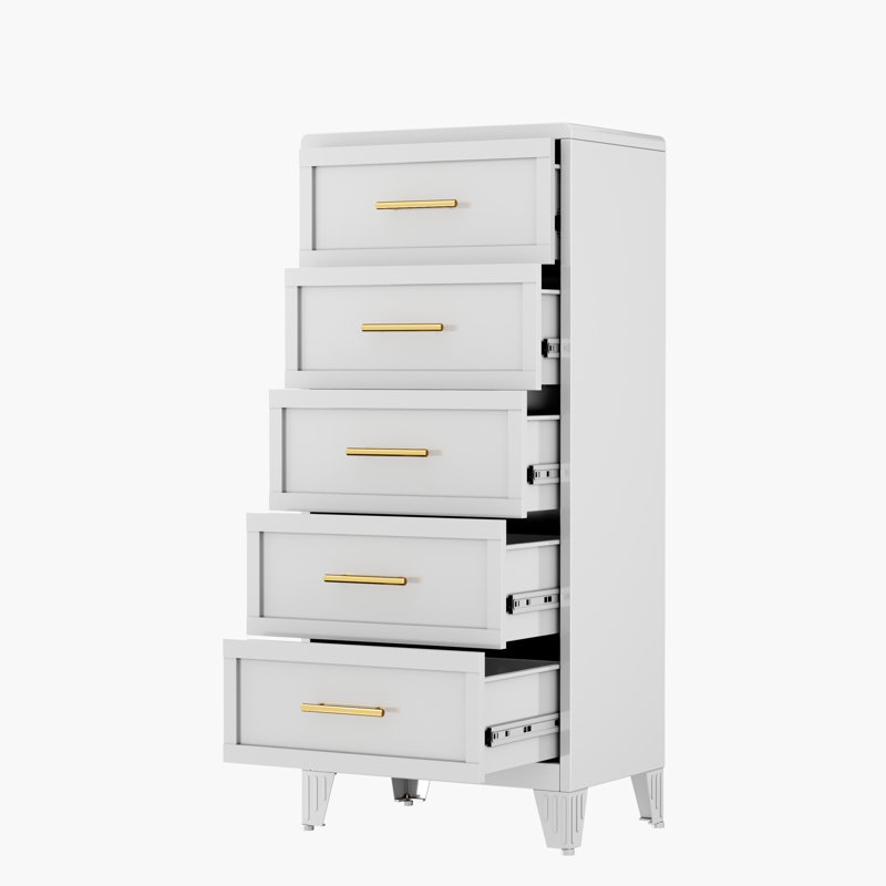Metal White 2 Drawer Nightstand, White