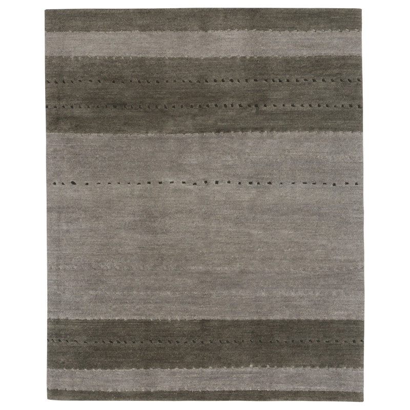 Vishnu Hand Woven Wool Striped Area Rug, Rectangle 5'6" x 8'6"