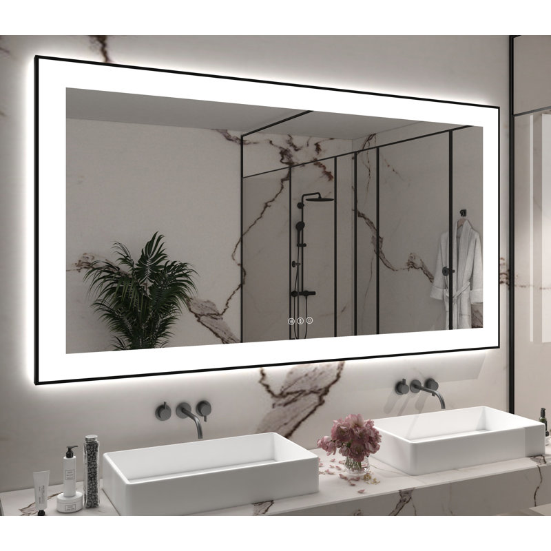 Dokes Black Framed  LED  Bathroom Vanity Mirror passed ETL, 30" x 55"