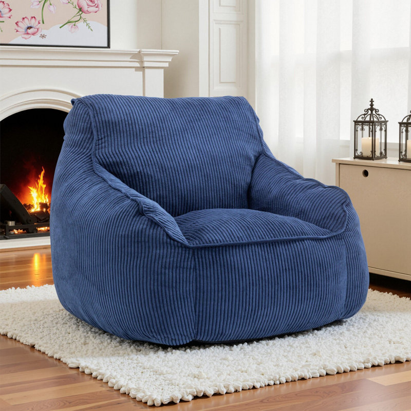 Fauteuil à billes en velours côtelé Compression, Bleu