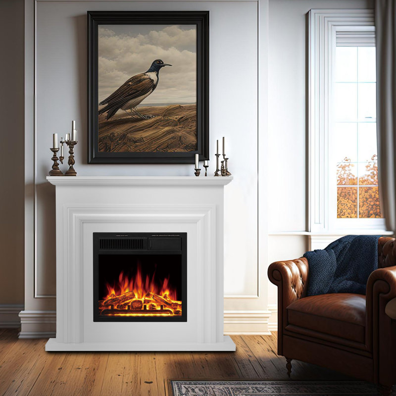  35.35“ Electric Fireplace with Remote Control, White