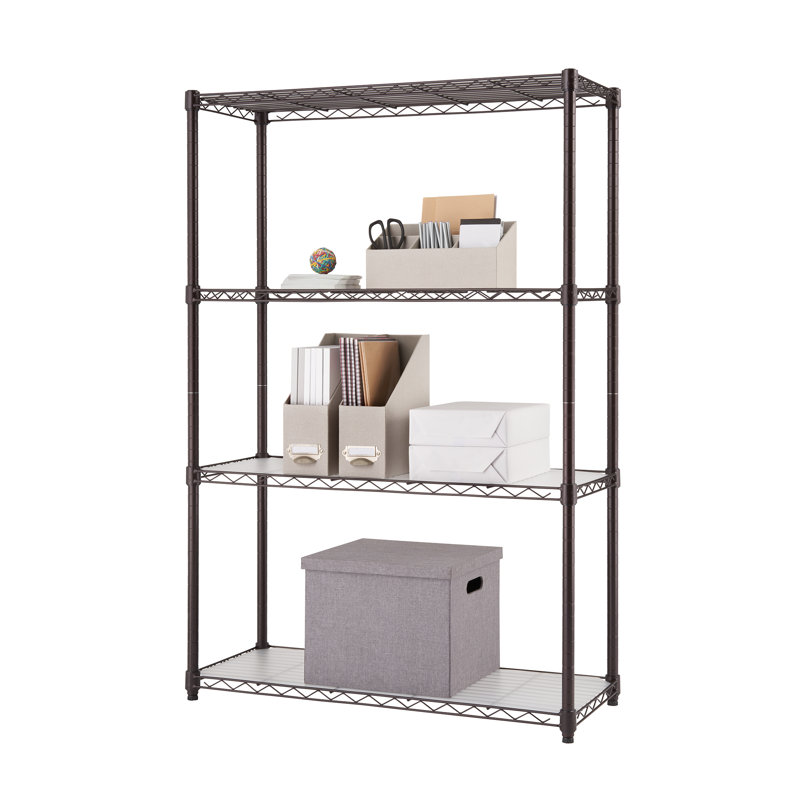 Dark Bronze 4-Tier Steel Wire Shelving Unit with Liners