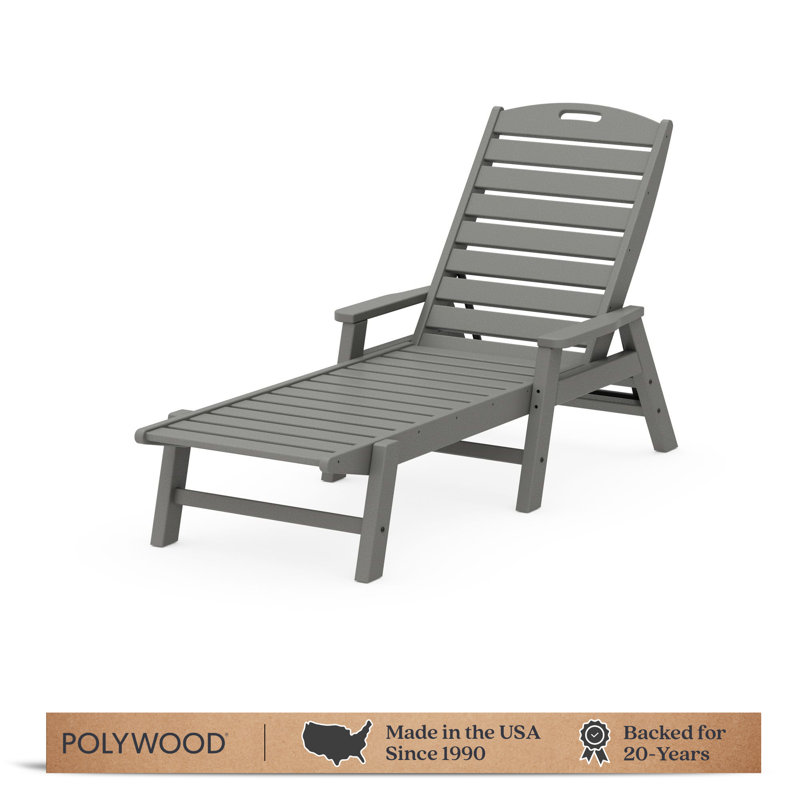 POLYWOOD Nautical Chaise with Arms, Slate Gray