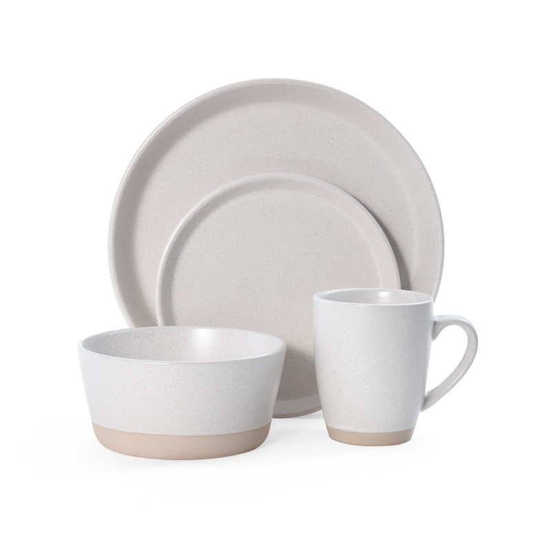 Service de table en grès 16 pièces Hudson, service pour 4, Crème