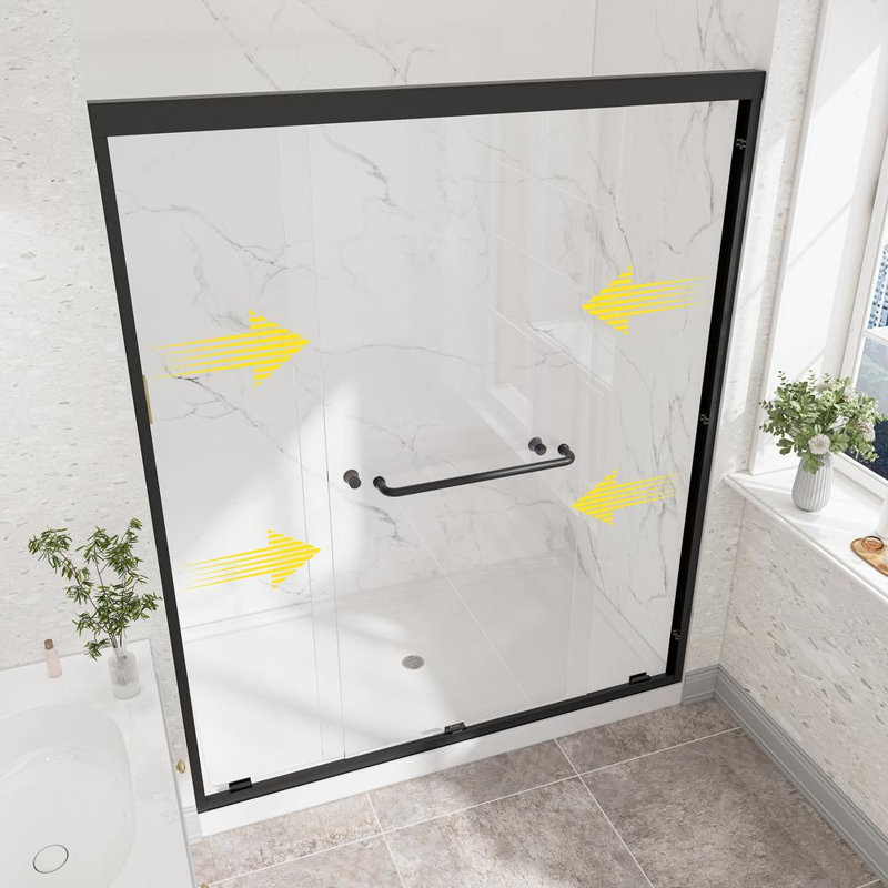 Porte de douche l 55 "-60" x H 72 ", Noir mat