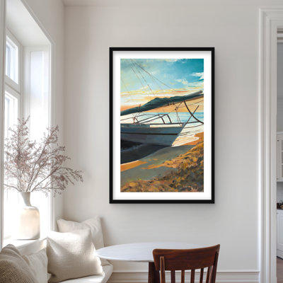 Peaceful seaside - Coastal Exotic Framed Matted Print Decor