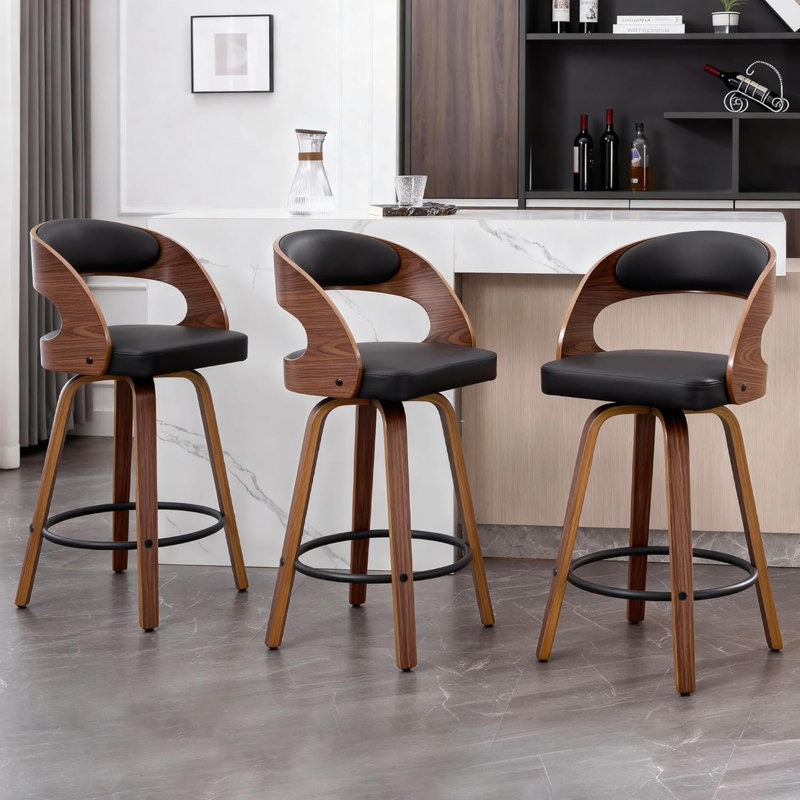 Ensemble de 3 tabourets de bar pivotants, Blanc, 3
