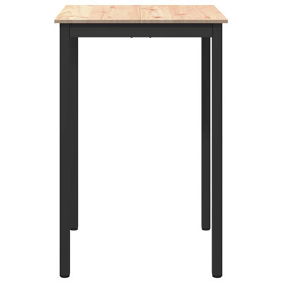 Solid Wood Top Metal Base Dining Table
