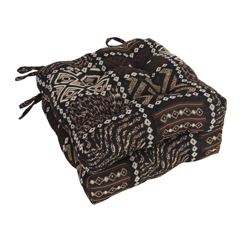 16-Inch Square Woven Tapestry Tufted Chair Cushions (Set Of 2)