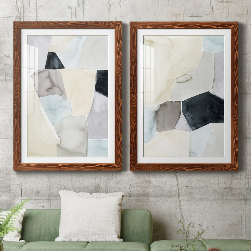 Toile encadrée Tectonic, H 37,5 po x l 55 po x P 1,5 po, Papier avec cadre érable, Blanc