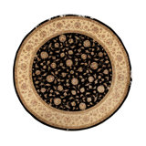Hand-Knotted High-Quality Black, Ivory, and Brown Round Area Rug
