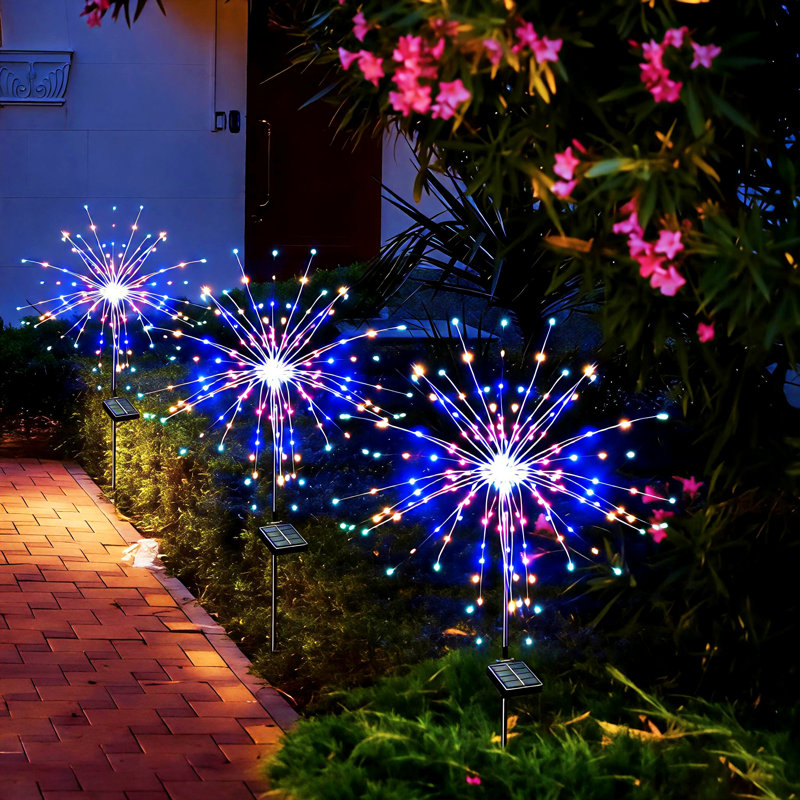 8 Modes Solar Firework Lights Outdoor Waterproof 120 LED Landscape Lights for Christmas Decor, Multi Color