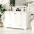 Meuble-lavabo moderne 48 po avec comptoir en pierre de quartz, lavabo en céramique