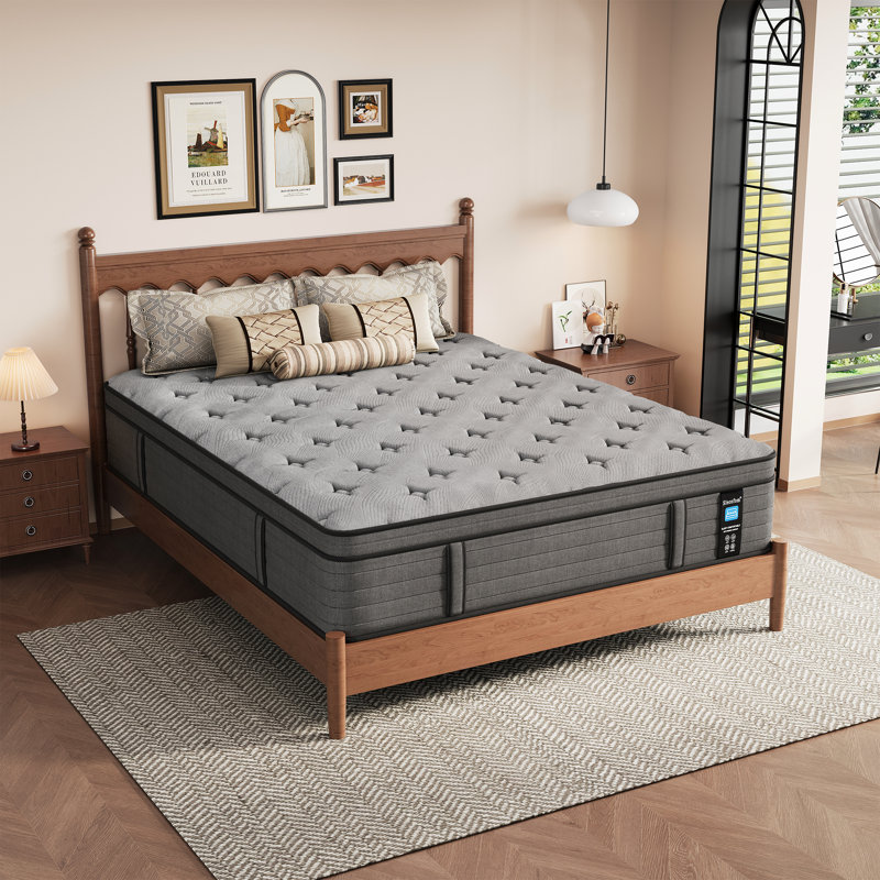  14" Pocket Spring Firm Hybrid Mattress in a box – back pain mitigation | Memory Foam Cushioning | Elevated Room Look |Motion Isolation for Quality Sleep