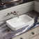 Los Flexi 19" x 12" White Drop-In Bathroom Sink with Pop-Up Drain, Semi-Recessed Ceramic Vessel Sink
