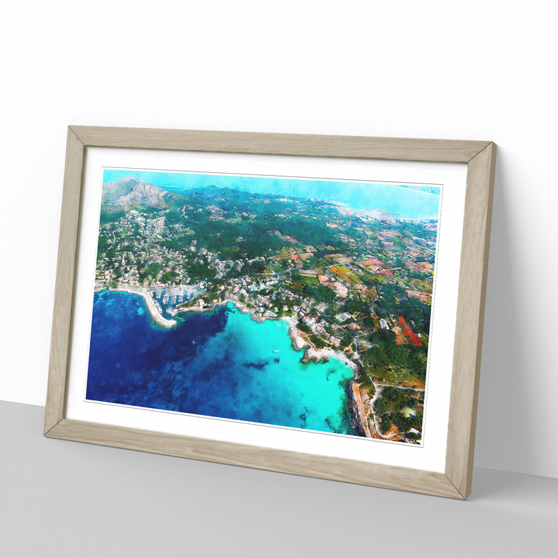Over Mallorca in Spain - Framed Print, 48cm H x 65cm W x 2cm D, Oak Framed